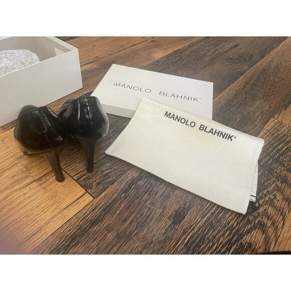 Manolo Blahnik Sofimu Black Heels 37.5 - Picture 2 of 5
